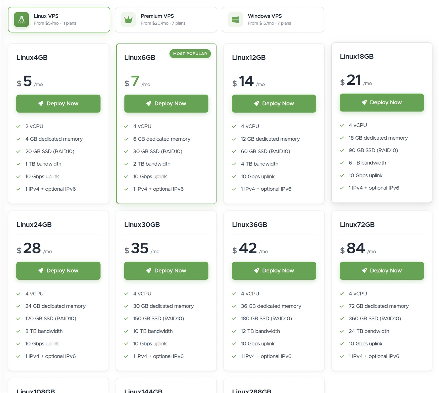 VPSDime control panel — deploy a new VPS