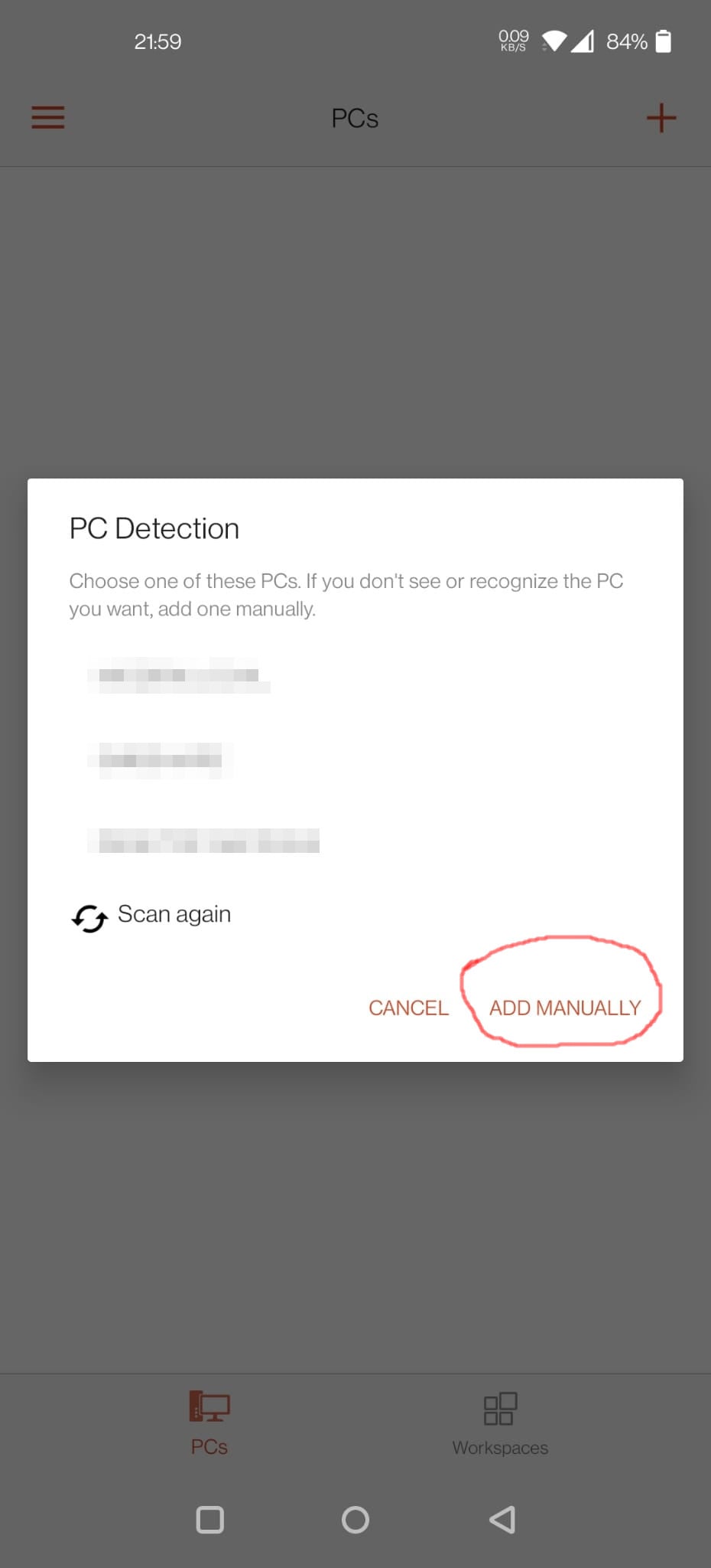 The Add Manually option