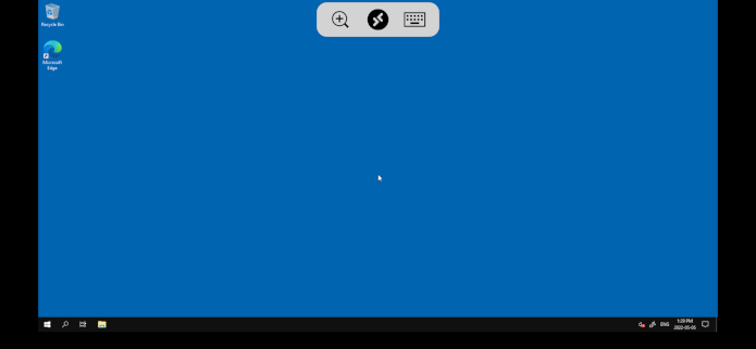 Windows Server desktop displayed on an iPhone