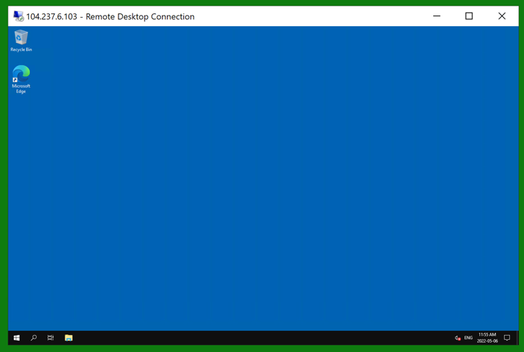 Windows Server desktop shown over Remote Desktop
